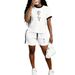 Summer Women's Romantic Rose Print Two Piece Set Gentle Loose Casual Comfortable Short Sleeved Top And Shorts Ensemble_ecoleips.com