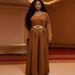 Women's Clothing Plus Size Clothes Inspired Elegant Tassel Dress – V-Neck Bell Sleeve Maxi Dress With Pleats, Matcha/White/Fuchsia/Pink/Black/Orange_ecoleips.com