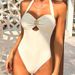 Women's European American Style One Piece Bikini Swimsuit Metallic Flower Lace-Up Design Sexy Summer Swimwear_ecoleips.com