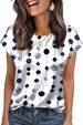 OFEEFAN Women Silk Satin Tops Summer Cap Short Sleeve Blouse Crew Neck Shirts Business Casual Fashion Outfits_ecoleips.com