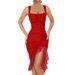 Women's Clothing New Suspender Dress Female Fashion Sexy Tight Pleated Mid Length Evening Dress_ecoleips.com