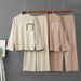Women's Fashion Trendy Two Piece Set European And American Style Cross Border Jacquard round Neck Loose Top with Straight Leg Pants_ecoleips.com