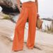 Suitable For All Seasons 2024 Spring Summer Women's High Waist Casual Wide Leg Cotton Linen Loose Long Pants_ecoleips.com