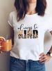 Eurean And American Cross-border Foreign Trade Women's Clothing, Simple Letter Print Round-neck Short-sleeve T-shirt_ecoleips.com