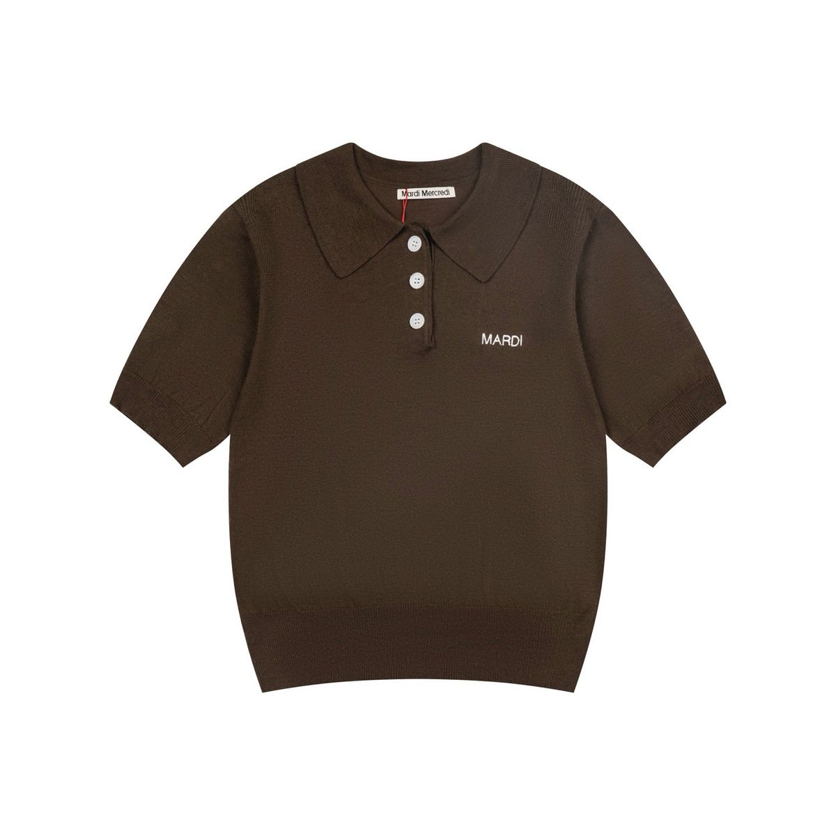 26 New Mard. Daisy Embroidered Letter Mohair Wool Blend Women's Knitted Polo Collar T Shirt_ecoleips.com