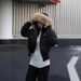 Winter Short Fur Collar Hooded Cotton Clothes Close Waist And Look Thin, High-end Black Big Fur Collar Parker Jacket_ecoleips.com