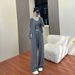 2026 New Autumn Thin Sports Suit Casual Fashion Loose Wide-Leg Pants Cardigan Jacket Three-Piece Set For Women_ecoleips.com