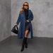 Women's Elegant Denim Trench Coat European American Style Spring Autumn Fashionable Casual Mid-Length Coat_ecoleips.com