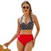 Women's Clothing New High Waist Pleated Women's Swimsuit Sexy Split Twisted Bag Polka Dot Print Multicolor Bikini Bikini_ecoleips.com