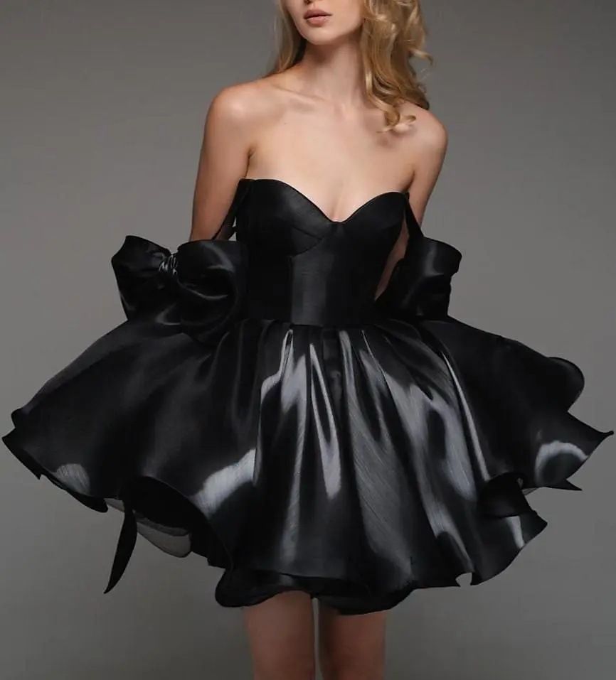 Petite Women's Solid Color Halter Evening Dress With Bow Design Short Dress For Birthday Parties And Prom_ecoleips.com