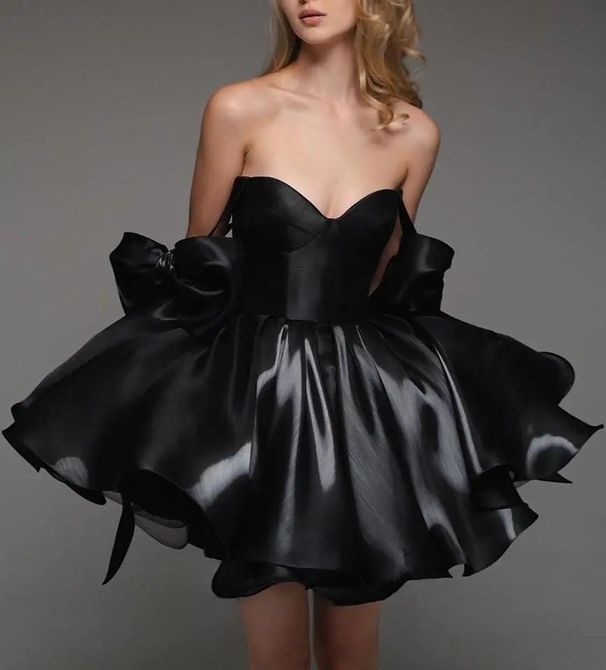 Petite Women's Solid Color Halter Evening Dress With Bow Design Short Dress For Birthday Parties And Prom_ecoleips.com