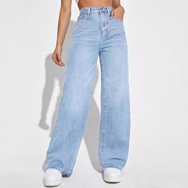 2026 New Cross-Border European And American Women's Jeans High Waist Loose Straight Long Pants Trendy_ecoleips.com