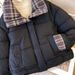Women's Short Puffer Jacket Winter Coat With Plaid Patchwork Design, Thickened Loose Fit Hooded Parka For Cold Weather_ecoleips.com