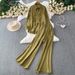 Women's French Style Two Piece Set Commuter Friendly Embroidered Collared Shirt And Slimming Wide Leg Pants Casual High Waisted Outfit_ecoleips.com