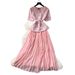 Sequined Dress For Women Short Sleeved Pleated Slimming Summer Sophisticated Commuting Suitable_ecoleips.com
