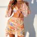 Women's Clothing Printed Trendy Beach Skirt Bikini Four Piece Swimsuit_ecoleips.com
