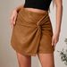 Cross-border Women's Clothing Skort Suede Twisted Pleated European And American Style Irregular Skirt-pants_ecoleips.com