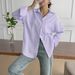 Women's Striped Shirt Casual Vacation Style Long Sleeved Fashion Autumn/Winter Collection_ecoleips.com