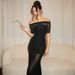 Women's European American Style Off-Shoulder Dress Pleated Mesh Patchwork See Through Spring Summer Sexy Clothing_ecoleips.com