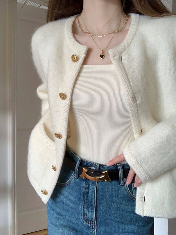 Chic And Elegant Mohair Sweater Coat For Women, Early Autumn 2025 New Style Knitted Cardigan Outerwear_ecoleips.com