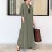 Aria Basics Aria Basics 2022 European And American Casual Solid Color Turn-down Collar Long-sleeve Pocketed Simple Loose Long Shirt Dress,_ecoleips.com