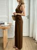 Spice Girl Style Ladies Lace-Up Jumpsuit, Skinny Fashion, Solid Color, Sling Wide Legs, Daily Commuting/Party_ecoleips.com