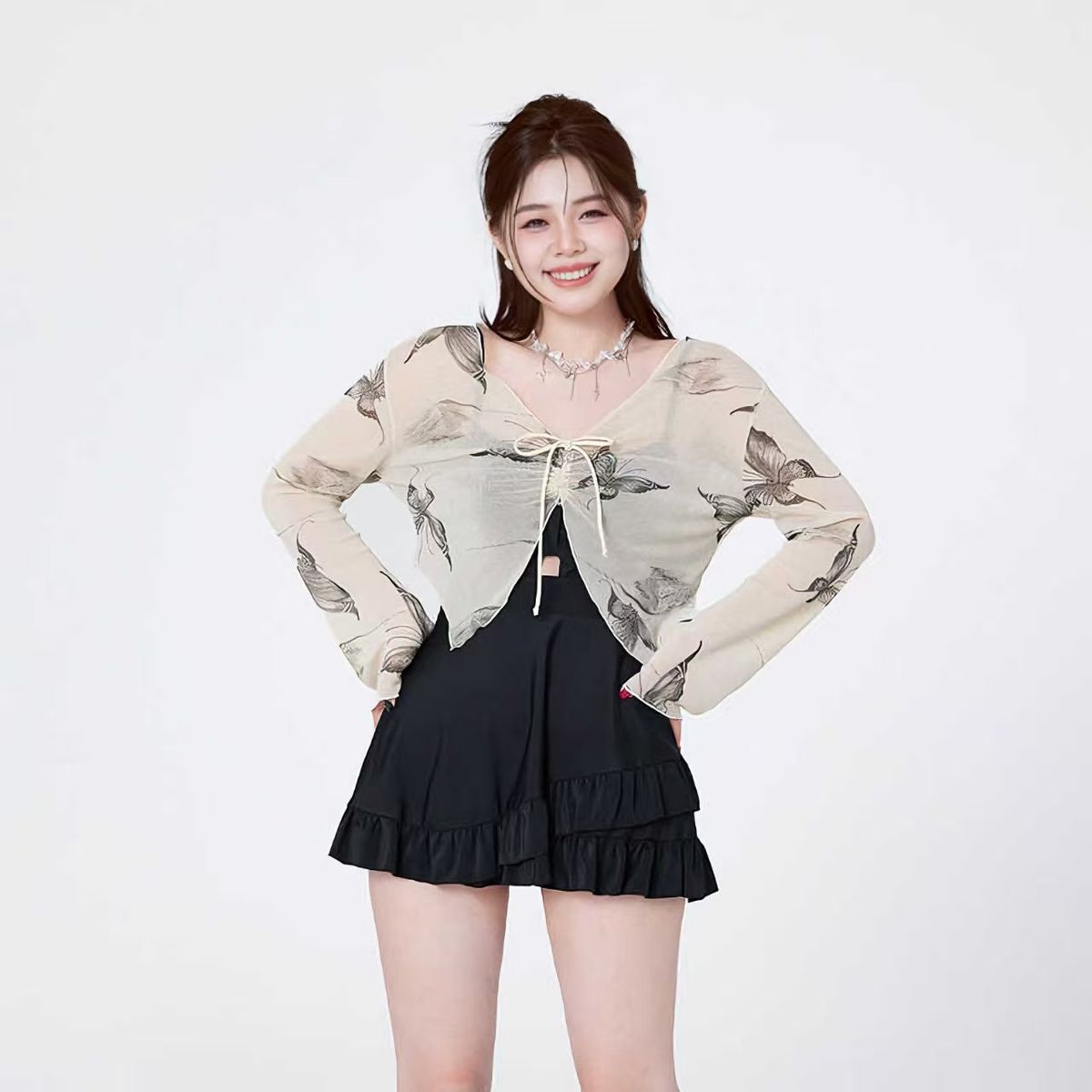 plus Size Sun Protection Swimsuit for Women Sexy Fresh Style Conservative Cover up Beach Hot Spring Cross Border_ecoleips.com