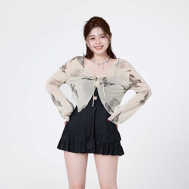 plus Size Sun Protection Swimsuit for Women Sexy Fresh Style Conservative Cover up Beach Hot Spring Cross Border_ecoleips.com