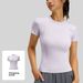 Summer Thin Sports Tight Yoga Clothes Short Sleeves Women's Running Fitness Top T-shirt_ecoleips.com