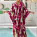 Cross Border Popular European And American Printed Chest Hand Woven Beach Cover Up Loose Large Size Holiday Bikini Outer Cover Up_ecoleips.com