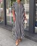 Modest Abaya Dress/Muslim Dress Women Fashion Side Slit Striped Casual Short Sleeve Dress - Comfortable & Stylish Plus Size Options (S-5XL)_ecoleips.com