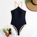 Qiaojiayuan Women's Slim Fit One Piece Swimsuit Fashionable Sexy Halter Neck Solid Color European American Style 2025 New_ecoleips.com