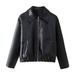 Women's Clothing PU Leather Jacket – Oversized Biker Style Coat With Zipper (Trendy Fall/Winter Outerwear, Red & Black)_ecoleips.com