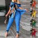 Women's Clothing Women's Stylish Irregular Hem Two-Piece Pants Set - Flowy Polyester Lounge & Office Wear (Blue/Red/Green/Yellow/Orange Print, S-3XL)_ecoleips.com