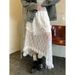 Women's Clothing Sweet Mid Length Skirt Lace Irregular Cake Skirt Retro College Style High Waist Skirt Ins_ecoleips.com