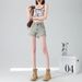 American-style Girl Denim Shorts For Women, Summer 2026 New Model, High-waisted, Stretchy, Slimming, Straight A-line_ecoleips.com