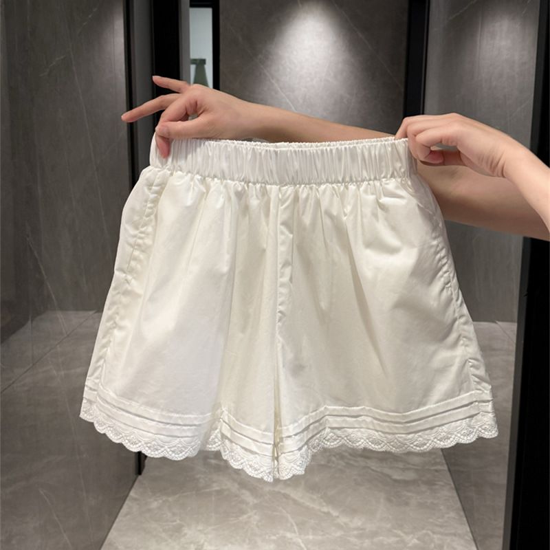 Aria Basics Aria Basics European And American Style Lace-trimmed Wide-leg Casual Shorts For Women, Summer Korean Version, Loose High-waisted_ecoleips.com