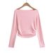 DS24310-24 Summer New European And American Style Hot Girl Casual Pure Desire Off-Shoulder Long Sleeve Versatile Women's_ecoleips.com