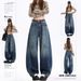 2026 Spring New Style Women's High-Waisted Loose-Fit Curved-Cut Wide-Leg Straight-Leg Floor-Length Jeans With Adjustable_ecoleips.com