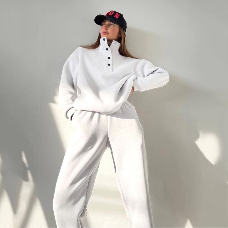 Women's Fashion Button Down Stand Collar Two Piece Set Spring/Autumn New Arrival_ecoleips.com