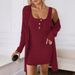Voya Popular Women's Casual Two-piece Set With Buttons, Black Adjustable Long Sleeves, Off The Shoulder, Autumn Home Cardigan, And Socialite Style_ecoleips.com