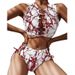 Women's Tie Dye Strappy Black White Two Piece Swimsuit Bikini Set Style Swimwear_ecoleips.com