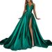2025 Autumn Winter New European And American Cross-Border Trade Women's Fashion Sexy Deep V Slit Long Dress_ecoleips.com