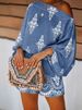 Women's Summer Off-Shoulder Printed Two-Piece Set European American Style Loose Casual Long-Sleeved Shorts Ensemble_ecoleips.com
