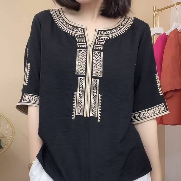 Summer Dopamine Outfits: Artistic And Retro Cotton And Linen Short-Sleeved T-Shirts With A Casual Top Feel_ecoleips.com
