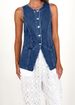 Women's Sleeveless High Waist Denim Vest - Casual Chic Button Front Vest For Spring & Summer_ecoleips.com
