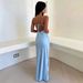 Elegant V Neck off Shoulder Slim Fit Dress for Women with Back Tie European And American Style Thin Strap Cross Border Clothing 2025_ecoleips.com