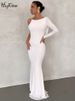 Hugcitar Fall Elegant Long Sleeve Draped Lace Up Sexy Slim Reversible Maxi Dress Women Fashion Wedding Party Festival_ecoleips.com