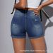 Summer Dark Blue Washed Ripped Stretch Denim Shorts Slim Fit mid Waist European American Style Women's Bottoms 2026 New Style_ecoleips.com
