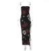 Women's Clothing Summer New Fashion Printed Lace Splicing Wrapped Chest Backless Slit Dress_ecoleips.com